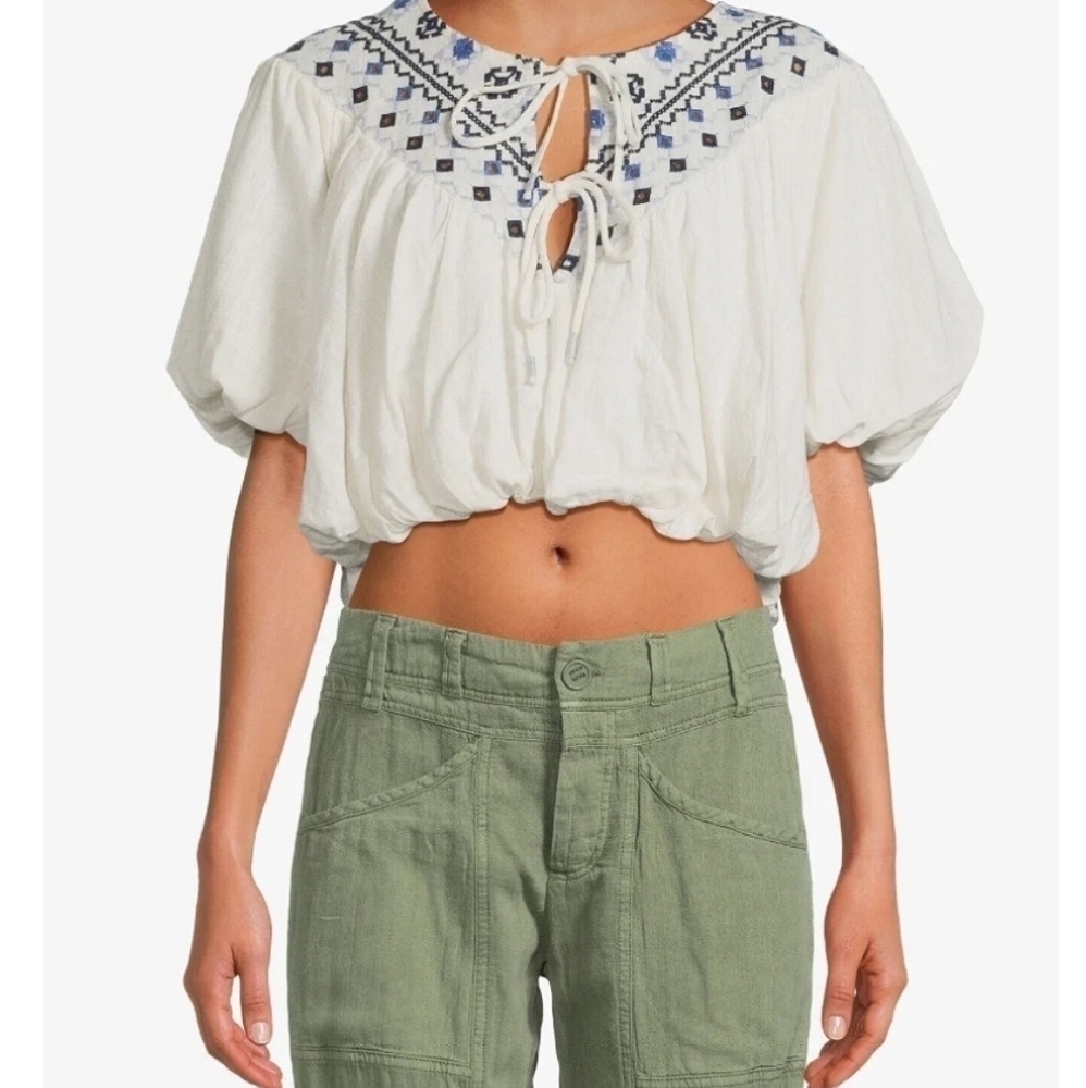 Free People Big Hit Linen Cotton Slouch Pants - Picture 2 of 13
